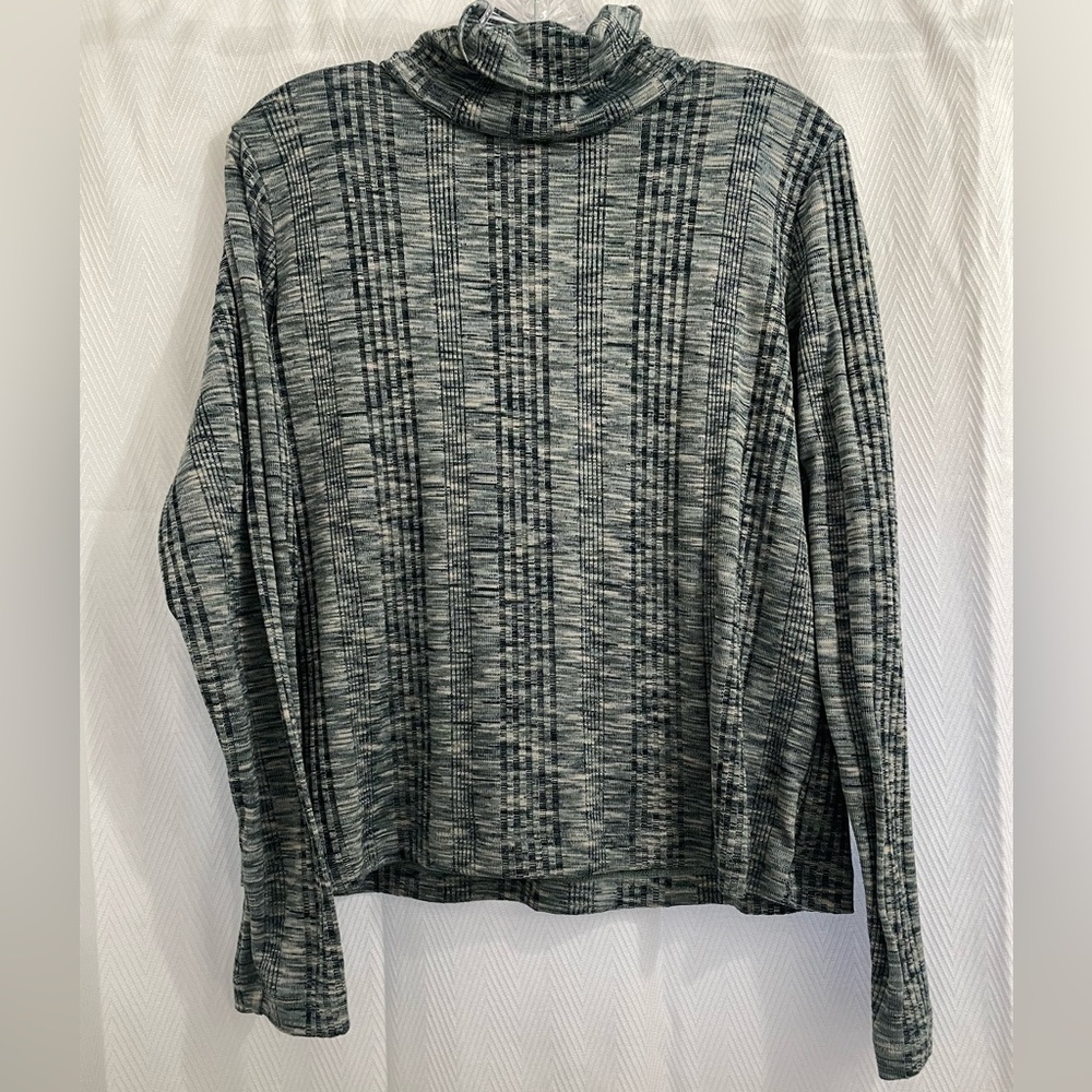 Knox Rose Green Striped Turtle Neck Top